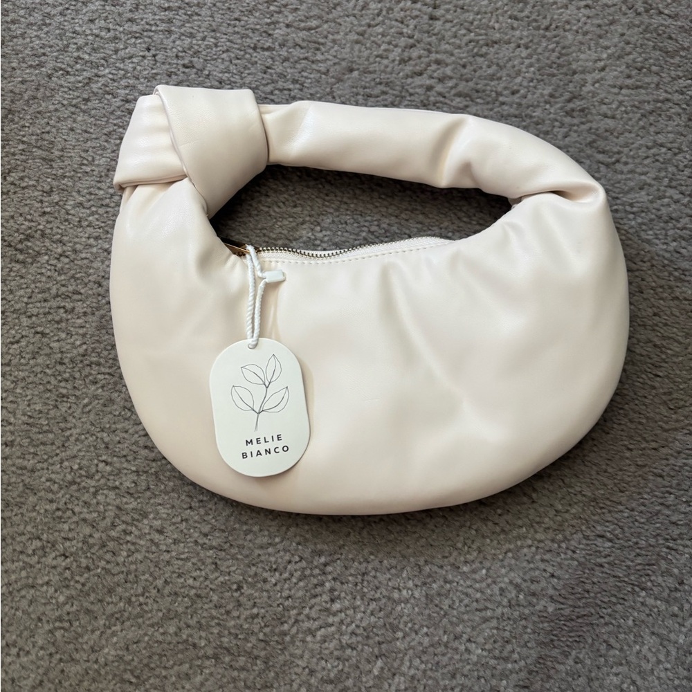 Melie Bianco Cream Crescent Hobo Bag